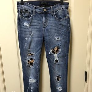 Judy Blue Leopard Patch Ankle Cuffed Jeans